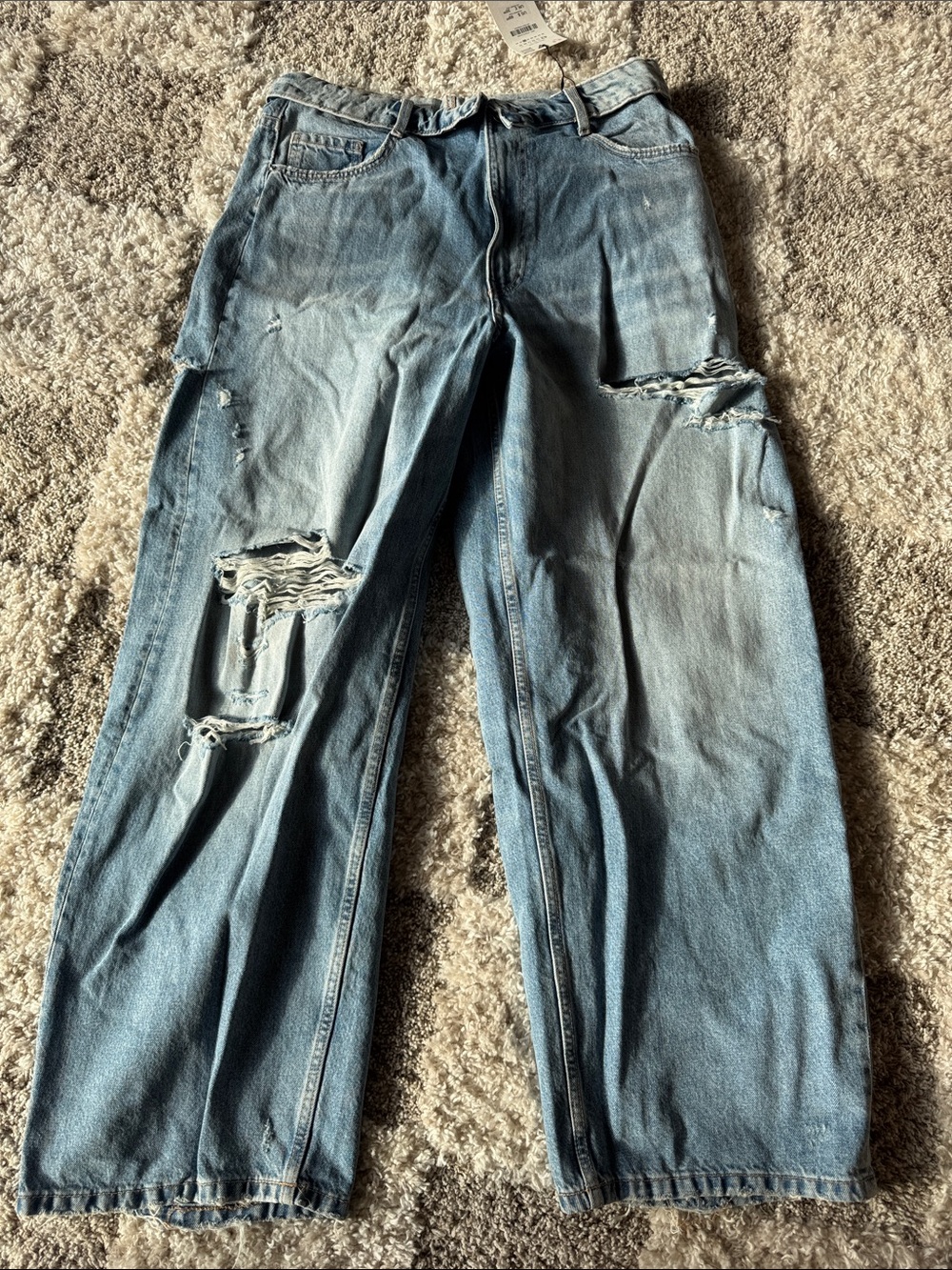 Zara fold over waist wide leg jean